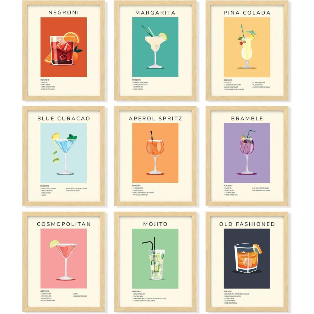 image97 Decor Vintage Cocktail Poster  Colorful Cocktail Wall Art Retro Bar Cart Decor And Accessories Cute Apartment Decor Aesthetic Pictures Drink Cocktail Recipe Art For College Dorm UnframedRetro Cocktail Recipes