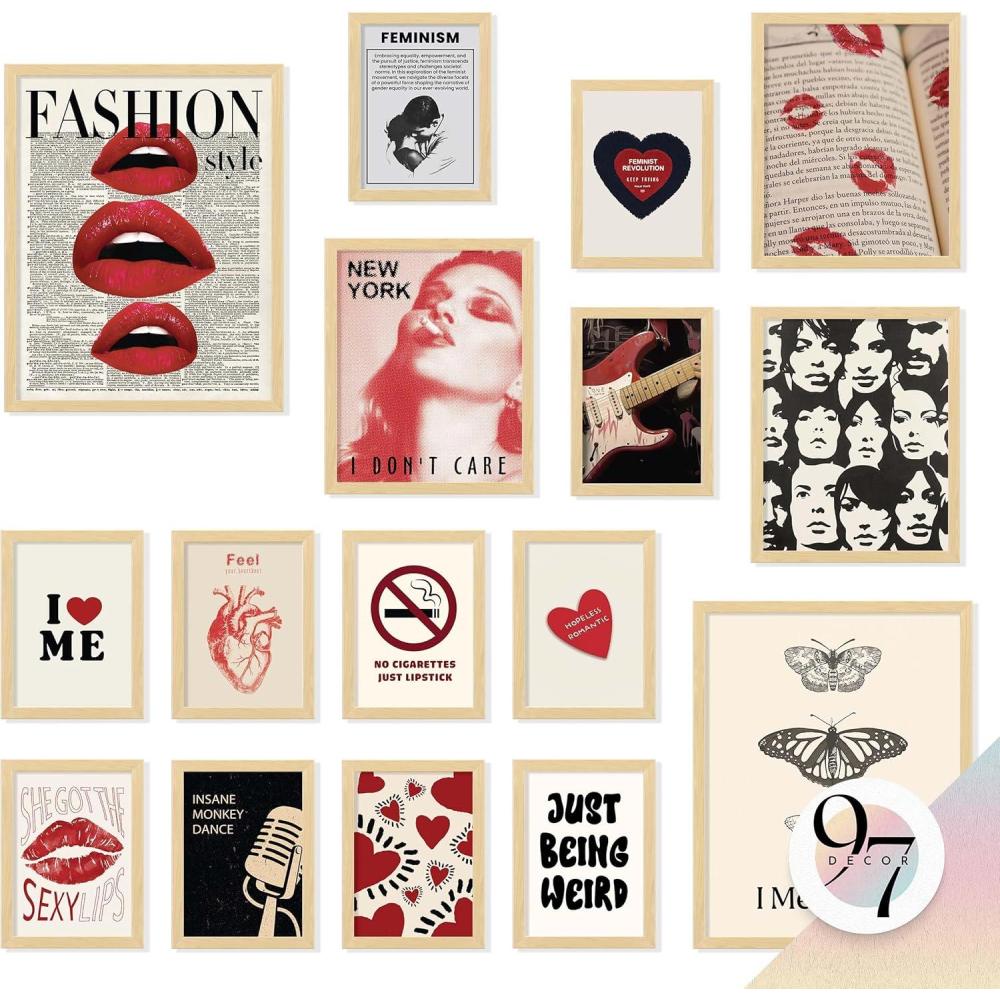 image97 Decor Vintage Downtown Girl Room Decor  Y2k Posters For Room Aesthetic Pictures Cute Y2k Room Decor 2000s Prints Retro Red Wall Art For Teen Girls College Dorm Bedroom Decorations UnframedDowntown Retro 16x11x14