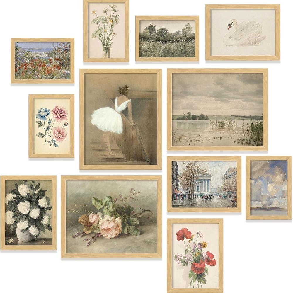 image97 Decor Vintage Framed Wall Art  Framed Vintage Wall Art Prints Vintage Posters For Room Aesthetic Lanscape Prints For Wall Decor Moody Gallery Wall Pictures Botanical Paintings For Home BedroomVintage Gx8x10
