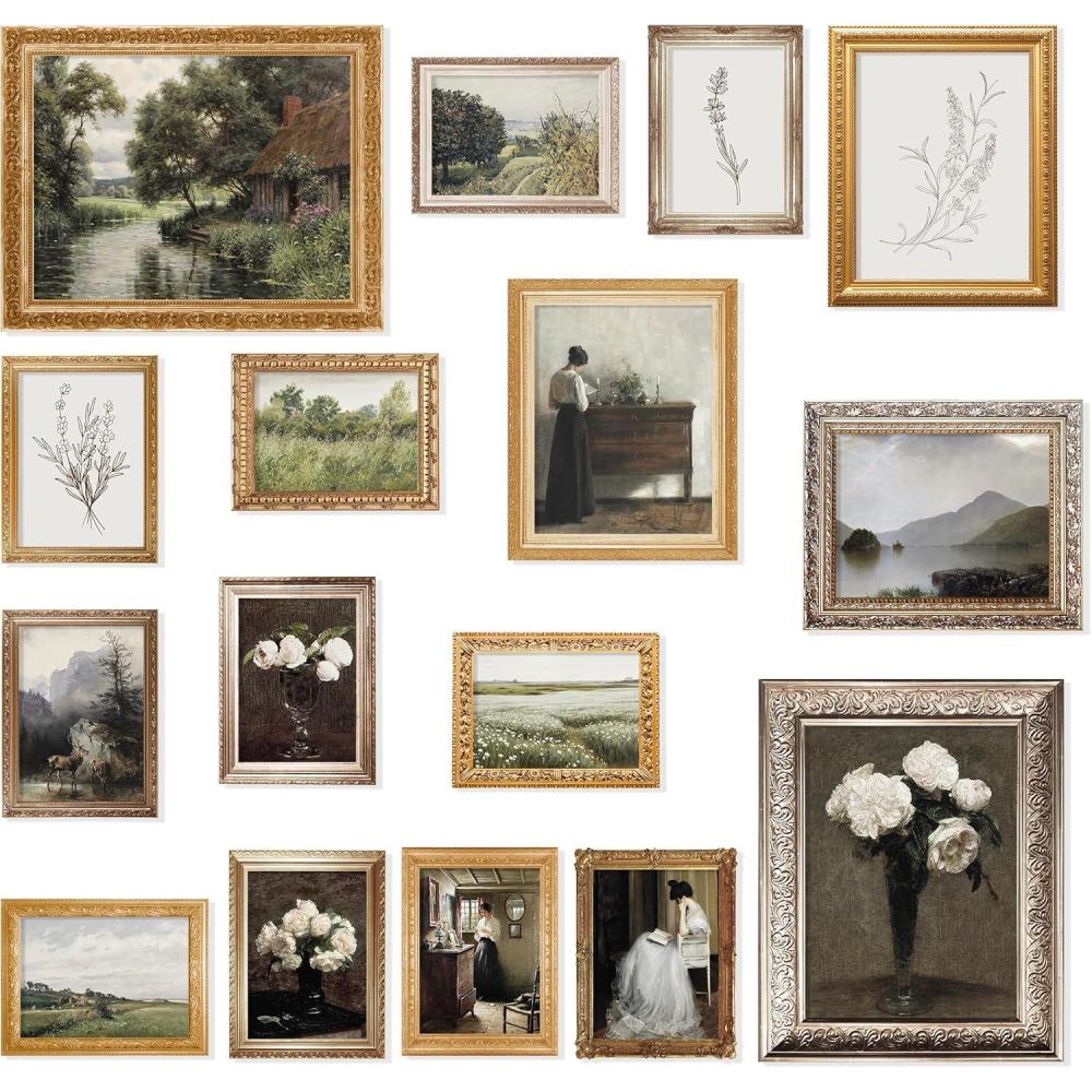 image97 Decor Vintage Framed Wall Art  Framed Vintage Wall Art Prints Vintage Posters For Room Aesthetic Lanscape Prints For Wall Decor Moody Gallery Wall Pictures Botanical Paintings For Home BedroomVintage Gx11x14