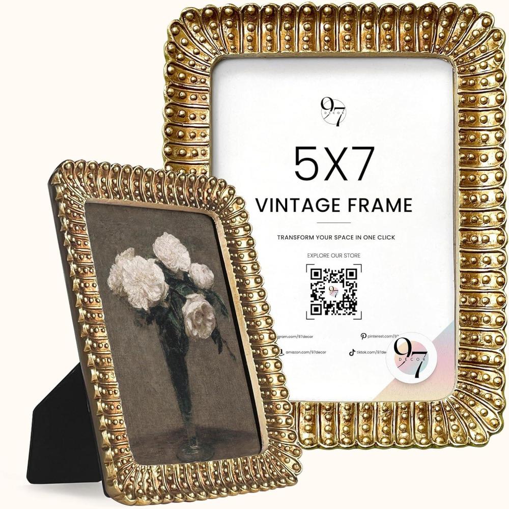 image97 Decor Vintage Picture Frames 5x7  Gold 5x7 Picture Frame Vintage Style Ornate 5 x 7 Frames for Pictures Antique 5 By 7 Frame For Tabletop And Wall Hanging Antique Wall DecorGold Ornate