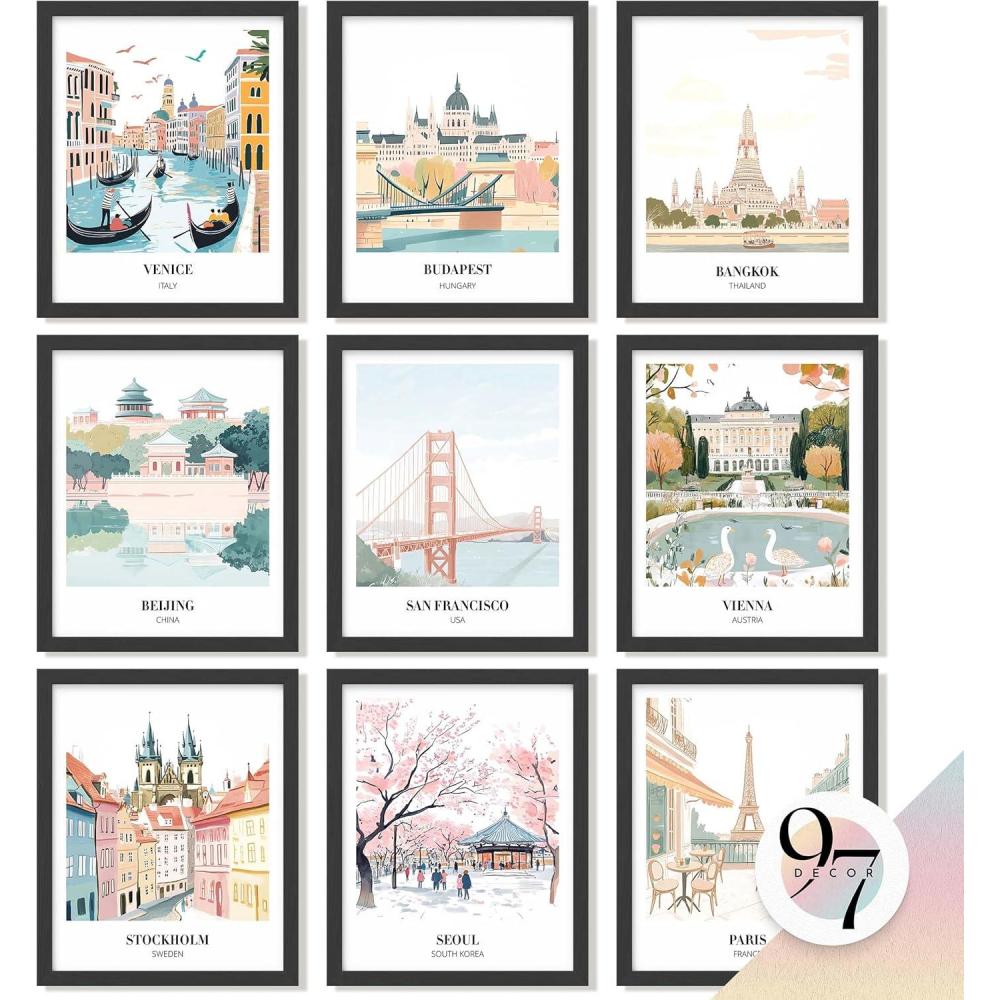 image97 Decor Vintage Travel Posters  Retro Wall Art For Home Around World Destination Pictures Famous City Artwork For Classroom Decoration 8x10 Unframed