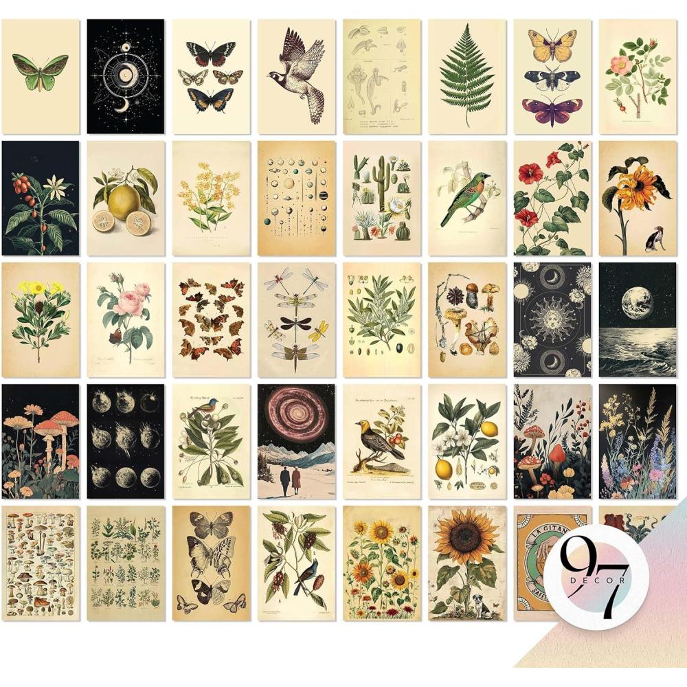 image97 Decor Vintage Wall Collage Kit  Mini Posters For Room Aesthetic Cottage Core Wall Decor Vintage Botanical Wall Art Prints Cottagecore Plant Pictures Flower Art Nature Decor For Bedroom 4x6