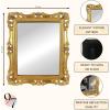 image97 Decor Gold Vintage Wall Mirror  Small Gold Mirror for Tabletop and Wall Hanging Antique Arch Frames for Desk Small Decorative Mirrors Frame for Home Bedroom Makeup Room Decor 118x96 InchRipple Rectangle