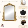image97 Decor Gold Vintage Wall Mirror  Small Gold Mirror for Tabletop and Wall Hanging Antique Arch Frames for Desk Small Decorative Mirrors Frame for Home Bedroom Makeup Room Decor 118x96 InchClassic Arch