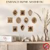 image97 Decor Small Gold Picture Frames Set 5 Pcs Oval Rectangle Golden Mini Frames Baroque Gallery Wall Frame Pack Assorted Vintage Frame For Wall Decor without Standing And Backing NonMagnetic