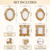 image97 Decor Small Gold Picture Frames Set 5 Pcs Oval Rectangle Golden Mini Frames Baroque Gallery Wall Frame Pack Assorted Vintage Frame For Wall Decor without Standing And Backing NonMagnetic