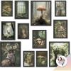 image97 Decor FRAMED 16PCS Vintage Fairycore Decor  Fairy Wall Decoration Aesthetic Cottage Wall Art Fairy Core Posters Fairy Art Prints Cottagecore Mushroom Pictures Earthy Fairy Decoration for Bedroom Home BEIGE FRAMEFairycore 16x8x10
