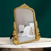 image97 Decor Gold Vintage Wall Mirror  Small Gold Mirror for Tabletop and Wall Hanging Antique Arch Frames for Desk Small Decorative Mirrors Frame for Home Bedroom Makeup Room Decor 118x96 InchClassic Arch