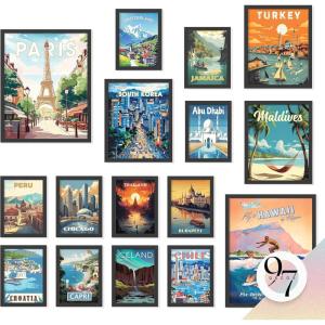 image97 DECOR Vintage Travel Decor Posters  World Travel Wall Art Prints Retro Popular Cities Photo Collage Kit Trendy City Landscape Aesthetic Pictures for Teen Dorm Bedroom Decorations 40 Pcs 4quotx6quotTravel Gx11x14