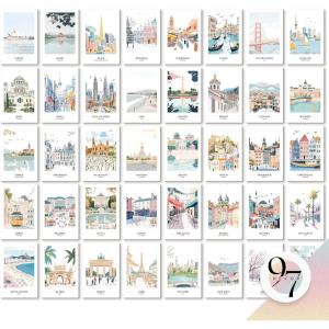 image97 DECOR Vintage Travel Decor Posters  World Travel Wall Art Prints Retro Popular Cities Photo Collage Kit Trendy City Landscape Aesthetic Pictures for Teen Dorm Bedroom Decorations 40 Pcs 4quotx6quotTravel 40x4x6
