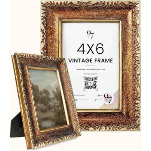 image97 Decor 4x6 Vintage Picture Frame  Ornate Gold Frames 4 x 6 Antique Photo Frames 4 x 6 Rustic Small Frame Retro Decorative Wall Hanging For Home
