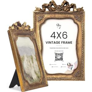 image97 Decor 5x7 Oval Picture Frame  Vintage 5x7 Picture Frame Gold Rustic 5 x 7 Gold Frames 5 By 7 Ornate Photo Frames For Tabletop And Wall HangingGolden Bow