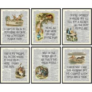 image97 Decor Alice Decor  Wonderland Poster Set Vintage Alice Dictionary Quotes Wall Art Print Alice Painting Artwork Home Decorations for Bedroom 8x10 UNFRAMEDAlice