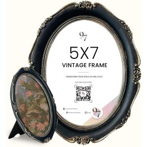 image97 Decor Black And Gold Vintage Picture Frames 4x6  Bow 4x6 Oval Frame Antique Frames 4 X 6 With Glass Front For Tabletop Photo Display And Wall Hanging Antique Wall DecorBlack