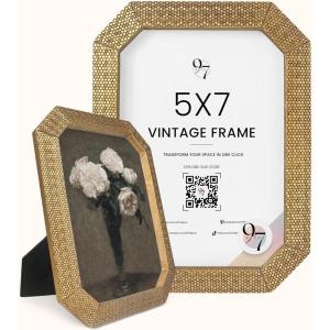 image97 Decor Black Gothic Picture Frame 5x7  Vintage Picture Frames 5x7 Victorian 5 x 7 Frame Halloween Goth Photo Frames With Glass Front For Tabletop And Wall Hanging Gothic Wall Decor For HomeGold Octagon