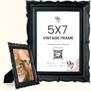 image97 Decor Black Gothic Picture Frame 5x7  Vintage Picture Frames 5x7 Victorian 5 x 7 Frame Halloween Goth Photo Frames With Glass Front For Tabletop And Wall Hanging Gothic Wall Decor For HomeBlack Vintage