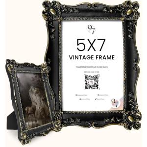 image97 Decor Black Vintage Picture Frames 5x7  Gothic Picture Frame 5x7 Goth Ornate Frame 5 By 7 Unique Halloween Frames 5 X7 For Tabletop And Wall Hanging Victorian Gothic Wall Decor For Home Bedroom