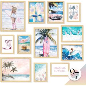 image97 Decor Coastal Cowgirl Decor Aesthetic  Preppy Cowgirl Wall Art Coastal Granddaughter Prints For Wall Decorations Blue Beach Room Posters For Teen Girls Bedroom Decorations Unframed