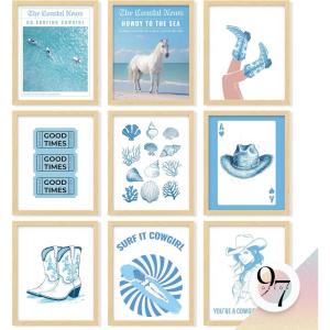 image97 Decor Coastal Granddaughter Room Decor  Coastal Cowgirl Wall Art Prints Preppy Granddaughter Aesthetic Beachy Posters For Teen Girls Blue Western Decor UnframedCoastal Cowgirl 9x8x10