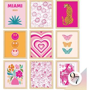 image97 Decor Colorful Preppy Room Decor  Hot Pink And Orange Preppy Posters For Room Aesthetic Maximalist Decor Preppy Pictures For Wall Quirky Wall Decor For Bedroom Teen Girl Dorm 8x10 UnframedPreppy Modern Art