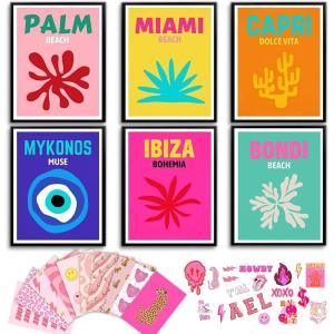 image97 Decor Colorful Preppy Room Decor  Hot Pink And Orange Preppy Posters For Room Aesthetic Maximalist Decor Preppy Pictures For Wall Quirky Wall Decor For Bedroom Teen Girl Dorm 8x10 UnframedPreppy Traveling