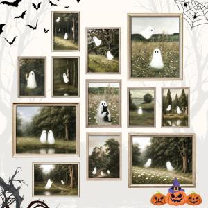 image97 Decor Cute Ghost Decor  Vintage Halloween Wall Art Prints Ghost Pictures Wall Decors Dark Spooky Poster For Room Aesthetic Pictures Halloween Decorations Indoor 2025 For Home Bedroom UnframedGhost