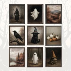 image97 Decor Cute Ghost Decor  Vintage Halloween Wall Art Prints Ghost Pictures Wall Decors Dark Spooky Poster For Room Aesthetic Pictures Halloween Decorations Indoor 2025 For Home Bedroom UnframedFall Halloween
