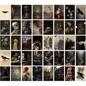 image97 Decor Dark Academia Wall Art  Dark Academia Decor For Bedroom Vintage Gothic Wall Art Prints Witchy Posters Moth Skull Painting Gothic Home Decor Aesthetic Moody Halloween Pictures UnframedDark Academia Collage