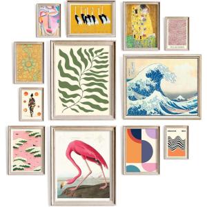image97 Decor Eclectic FRAMED Wall Art Set  Colorful Eclectic Decor Retro Colorful Wall Art Prints Trendy Maximalist Decoration Aesthetic Pictures Gallery Wall Prints Famous Artist Posters For Bedroom BEIGE FRAMEEclectic Global 16x8x10