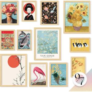 image97 Decor Eclectic Wall Art FRAMED  Vintage Boho Wall Decor Trendy Boho Prints For Wall Framed Gallery Wall Art Set Dorm Posters For Room Aesthetic Pictures Maximalist Decorations For Home BEIGE FRAMEEclectic Orient 12x8x10