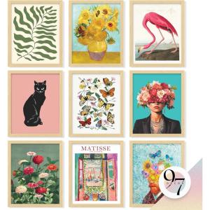 image97 Decor Eclectic Wall Art FRAMED  Vintage Boho Wall Decor Trendy Boho Prints For Wall Framed Gallery Wall Art Set Dorm Posters For Room Aesthetic Pictures Maximalist Decorations For Home BEIGE FRAMEEclectic Bloom 9x8x10