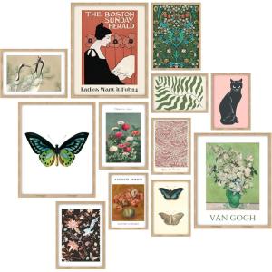 image97 Decor Eclectic Wall Art FRAMED  Vintage Boho Wall Decor Trendy Boho Prints For Wall Framed Gallery Wall Art Set Dorm Posters For Room Aesthetic Pictures Maximalist Decorations For Home BEIGE FRAMEEclectic
