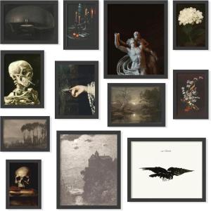 image97 Decor FRAMED Gothic Wall Art  Dark Academia Decor For Bedroom Gothic Posters For Room Halloween Gothic Prints For Home Goth Gallery Wall Frame Set Vintage Framed Wall Art Black FrameDark Academia