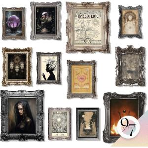 image97 Decor FRAMED Gothic Wall Art  Dark Academia Decor For Bedroom Gothic Posters For Room Halloween Gothic Prints For Home Goth Gallery Wall Frame Set Vintage Framed Wall Art Black FrameHalloween Witchy