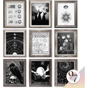 image97 Decor FRAMED Gothic Wall Art  Dark Academia Decor For Bedroom Gothic Posters For Room Halloween Gothic Prints For Home Goth Gallery Wall Frame Set Vintage Framed Wall Art Black FrameDark Witchy