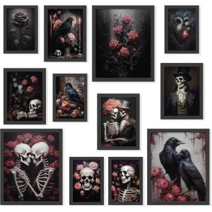 image97 Decor Framed Gothic Wall Art  Goth Wall Decor Romantic Gothic Decorations For Bedroom Floral Goth Wall Art Prints Creepy Dark Raven Skull Poster Moody Halloween Decorations Aesthetic Pictures for HomeGothic Romantic