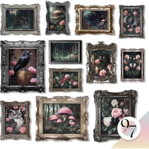 image97 Decor Framed Gothic Wall Art  Goth Wall Decor Romantic Gothic Decorations For Bedroom Floral Goth Wall Art Prints Creepy Dark Raven Skull Poster Moody Halloween Decorations Aesthetic Pictures for HomeGothic Nature