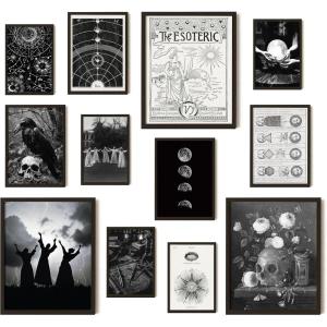 image97 Decor Framed Gothic Wall Art  Vintage Gothic Decor For Home Moody Witchy Wall Decor Halloween Goth Room Decor Aesthetic Witch Pictures Wall Decor Spooky Dark Posters For Bedroom DecorationsWitchy