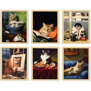 image97 Decor Funny Cat Poster  8x10 Cat Art Wall Decor Cute Cats Pictures Kitty Cats Wall Art Prints Funny Animal Painting for Home Bedroom Decorations UNFRAMEDCute Cat