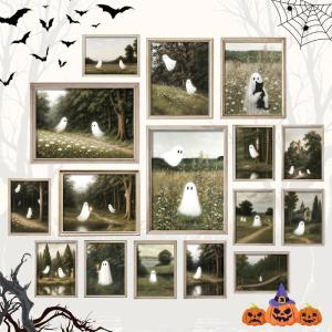 image97 Decor Halloween Bathroom Decor  Vintage Ghost Wall Art Prints Gothic Bathroom Wall Art Posters For Room Aesthetic Spooky Ghost Pictures Cute Halloween Decorations Indoor For Home unframedVintage Ghost