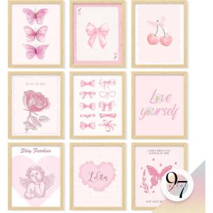 image97 Decor Pink Coquette Room Decor Aesthetic  Vintage Wall Decor Cute Posters for Girls Dorm Decorations Girly Wall Art Prints Pink Pictures for Bedroom 8x10 UnframedSimple Coquette 9x8x10