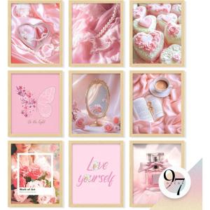 image97 Decor Pink Coquette Room Decor Aesthetic  Vintage Wall Decor Cute Posters for Girls Dorm Decorations Girly Wall Art Prints Pink Pictures for Bedroom 8x10 UnframedPinky Coquette 9x8x10