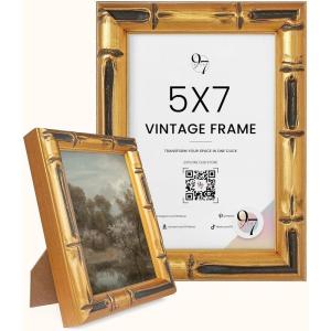 image97 Decor Rustic 5x7 Gold Picture Frame Gold Vintage Frames 5x7 Antique Photo Frames 5 By 7 Faux Bamboo Frame For Tabletop And Wall Hanging
