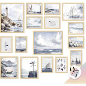 image97 Decor Rustic Nautical Wall Decor  Vintage Nautical Wall Art Farmhouse Coastal Prints Ship Painting Vintage Beach Posters Ocean Art Prints Sailboat Pictures For Home Bedroom 8x10 UnframedBright Coastal Gx11x14