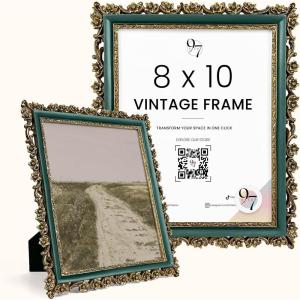 image97 Decor Vintage 8x10 Picture Frame Gold  Rustic 8x10 Gold Frame Ornate Golden Picture Frame 8 x 10 Antique Golden 8 x 10 Frames Victorian 8 By 10 Frames For Wall HangingGreen Gold