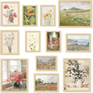 image97 Decor Vintage FRAMED Wall Art  Framed Vintage Wall Art Prints Vintage Posters For Room Aesthetic Lanscape Prints For Wall Decor Moody Gallery Wall Pictures Botanical Paintings For Home Bedroom BEIGE FRAMEVintage flower
