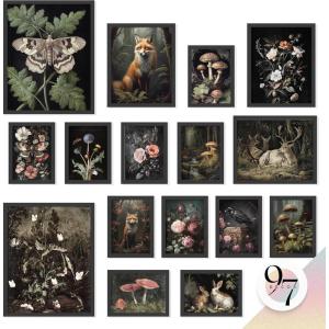 image97 Decor Vintage FRAMED Wall Art For Living Room  Large Framed Art Prints Cottagecore Wall Decor Dark Cottage Core Posters For Room Aesthetic Pictures Nature Forest Print For Dorm Home Bedroom BLACK FRAMECottagecore Corner