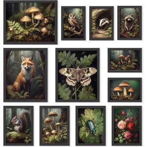 image97 Decor Vintage FRAMED Wall Art For Living Room  Large Framed Art Prints Cottagecore Wall Decor Dark Cottage Core Posters For Room Aesthetic Pictures Nature Forest Print For Dorm Home Bedroom BLACK FRAMECottagecore Forest