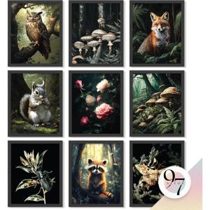 image97 Decor Vintage FRAMED Wall Art For Living Room  Large Framed Art Prints Cottagecore Wall Decor Dark Cottage Core Posters For Room Aesthetic Pictures Nature Forest Print For Dorm Home Bedroom BLACK FRAMECottagecore Small
